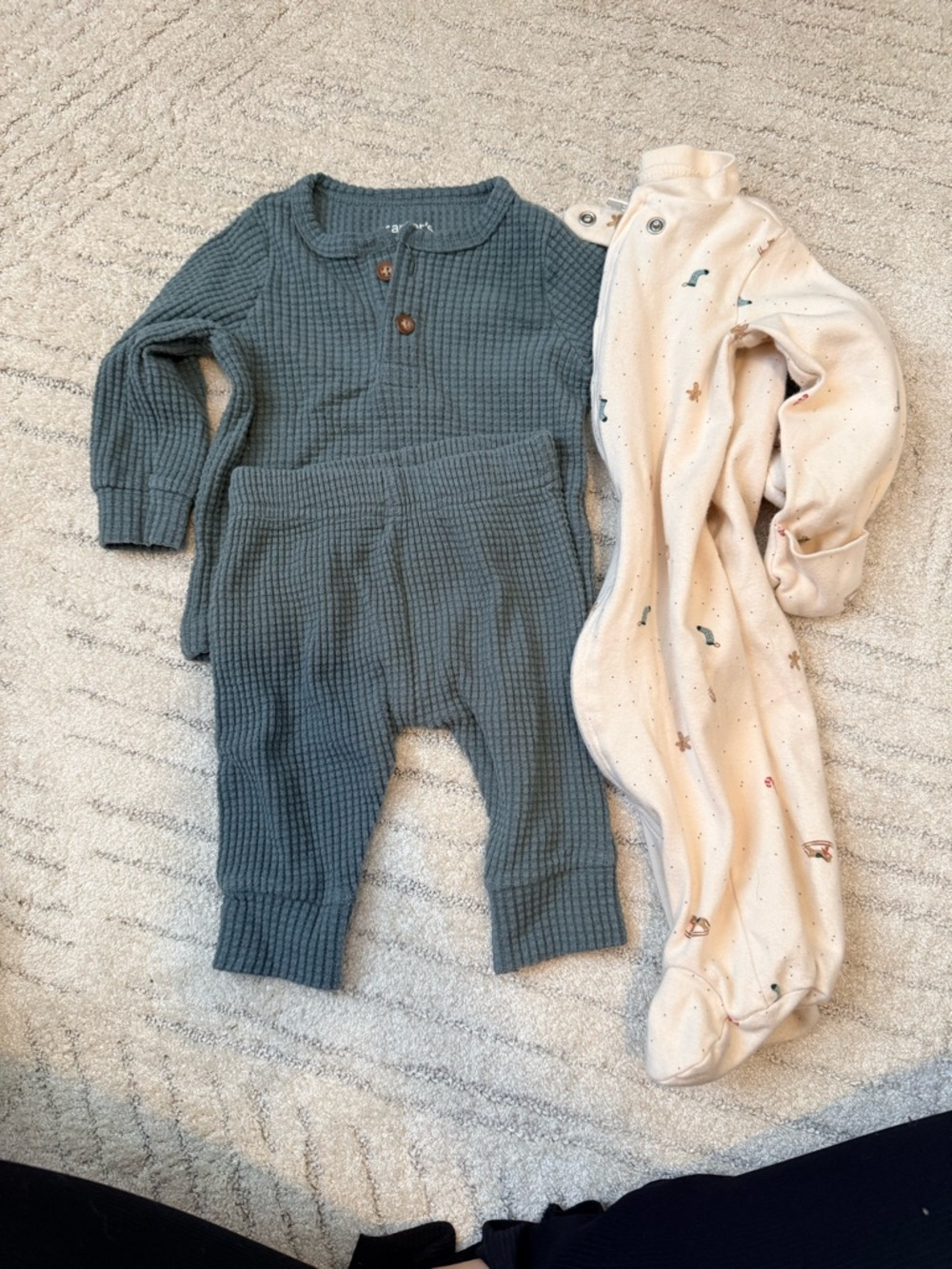 Carter's green Waffle Knit Two-Piece Set & christmas pajamas